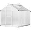 8 x 6 FT Walk In Polycarbonate Greenhouse with Roof Vent and Rain Gutter