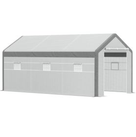 20x10x9 Ft Walk In Greenhouse PE Cover Roll Up Door 8 Windows Weather Resistant