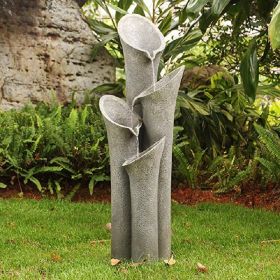 33.5 Inch Indoor Tabletop Rock Waterfall Tiered Rockery Water Feature with LED Lights