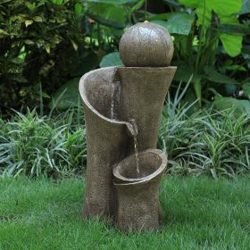 24 Inch Outdoor Waterfall Garden Fountain Indoor and Outdoor Patio Garden Water Feature