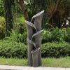39.4 Inch Outdoor Faux Stone LED Floor Standing Water Fountain Garden Patio Decor