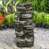30.7 Inch Outdoor Water Fountain LED Lights Garden Patio Waterfall Fountain Decor