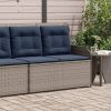 Grey PE Rattan Reclining Patio Bench Adjustable Outdoor Garden Seating