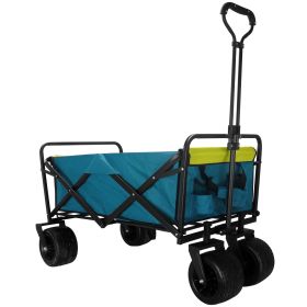 Collapsible Folding Wagon Utility Cart with Adjustable Handle Blue