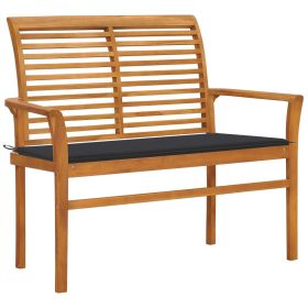 Teak Brown Garden Bench Solid Teak Wood Outdoor Patio Bench with Cushion Seating