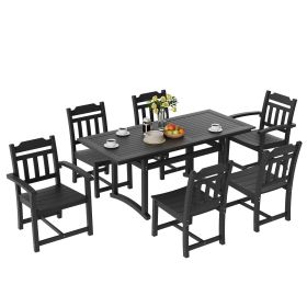 VEVOR 7 Piece Outdoor Patio Dining Set Rectangle Table and Chairs All Weather Garden Furniture Set