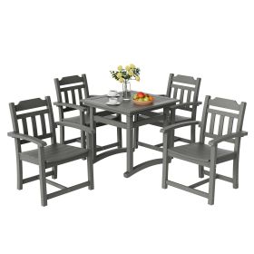 5 Piece Outdoor Patio Dining Set Square Table Chairs All Weather HIPS Garden Furniture Set