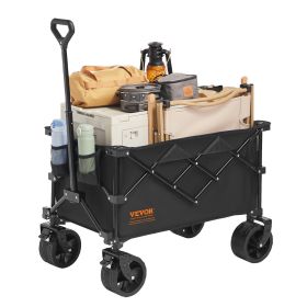 VEVOR Collapsible Folding Wagon 150L Heavy Duty Beach Wagon Cart with All Terrain Wheels Drink Holders 265 lb Capacity