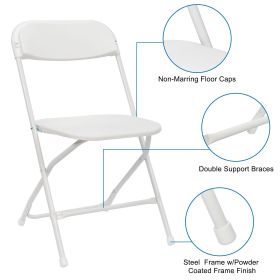 10 Pack White Plastic Folding Chairs Injection Molded Classic Outdoor Event Patio Chairs