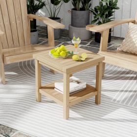 2 Tier Outdoor Side Table with Storage Shelf