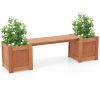Wood Planter Box with Bench Outdoor Raised Garden Seating Combo