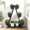 3-Tier Vertical Raised Garden Bed with 4 Wheels and 6 Container Boxes Mobile Garden Planter