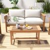 36" Rectangular Patio Coffee Table – Outdoor Side Table with Slatted Tabletop for Garden, Porch, Balcony & Backyard