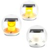 2 Pack solar floating pool lights with flame stake design, IP67 waterproof, 3 color modes globe lights for pool, garden, and patio.