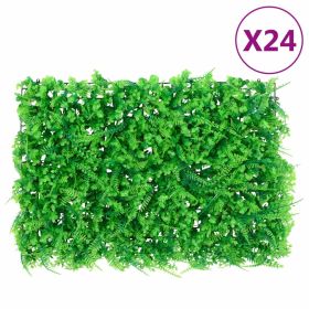 Set of 24 Artificial Fern Leaf Fence Panels Green PE Privacy Hedge Screening Outdoor Decor