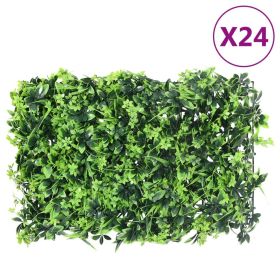 Artificial Leaf Fence Set of 24 Green Polyethylene 15.7 x 23.6 in