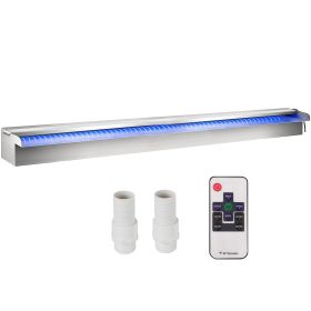 VEVOR Stainless Steel Pool Fountain Waterfall Spillway with LED Light Outdoor Water Feature