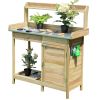 Outdoor Wooden Garden Potting Bench Work Table with Storage Shelf