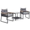 3 Piece Patio Furniture Set with 2 Tier Coffee Table Soft Seat Cushions