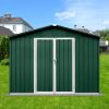 10x8 FT Metal Garden Shed Green and White Outdoor Storage Shed