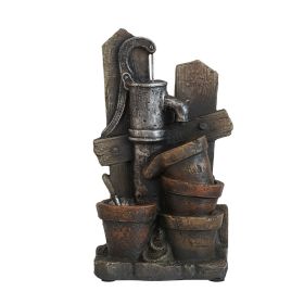 Antique Water Pump Design Outdoor Water Fountain with LED Light