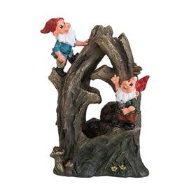 Woodland Gnome Water Fountain with LED Light Outdoor Decor