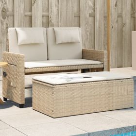 Garden Bench Beige PE Rattan with Powder Coated Steel Frame Outdoor Seating