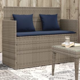 Gray PE Rattan Garden Bench with Steel Frame and Polyester Cushions