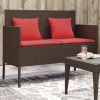 Compact Garden Bench Brown PE Rattan with Powder-Coated Steel Frame