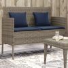 Outdoor Garden Bench Grey and Navy Blue Patio Seating Bench