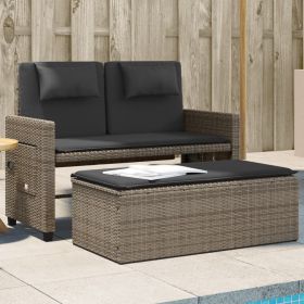 Grey PE Rattan Garden Bench with Powder Coated Steel Frame and Polyester Cushions