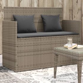 Gray PE Rattan Garden Bench 47.2 Inch with Removable Cushion Covers