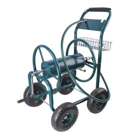 4 Wheel Garden Hose Reel Cart Heavy Duty with Basket