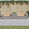 Garden Bench With Gabion Basket Natural wood and silver