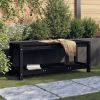 Medium Black Solid Pine Wood Garden Bench Durable Outdoor Patio Seating