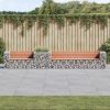 Wooden Garden Bench with Gabion Basket Steel Frame Silver