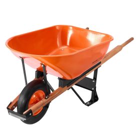 VEVOR 6 Cu Ft Wheelbarrow Cart 330 lb Capacity 1 Wheel Garden Dump Cart