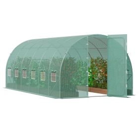 VEVOR Walk In Tunnel Greenhouse Hoop House Green PE Cover Galvanized Steel Frame