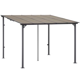 10x10 Lean To Gazebo Hardtop Pergola with Metal Frame and UV Resistant Polycarbonate Roof