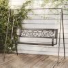 Outdoor Hanging Garden Swing Bench Black Steel Frame Patio Swing Chair