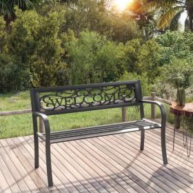 Black Powder Coated Steel and Plastic Garden Bench Outdoor Patio Seating