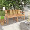 59.1 Inch Solid Teak Wood Outdoor Garden Bench