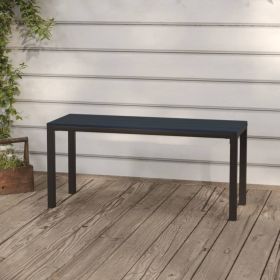 Vintage Rectangular Garden Bench Black Steel Durable Outdoor Patio Seating Bench