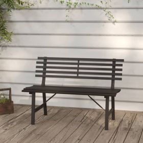 Black Powder Coated Steel Garden Bench Large Outdoor Patio Seating