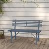 Medium Grey Powder Coated Steel Garden Bench Durable Outdoor Patio Seating