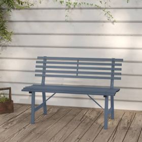 Medium Grey Powder Coated Steel Garden Bench Durable Outdoor Patio Seating
