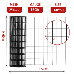 60 Inch x 50 FT PVC Coated Welded Wire Garden Fence