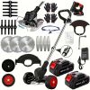 Cordless Electric Weed Wacker Grass Trimmer with 3 Blade Types and 2 Batteries