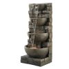 VEVOR 35.6 Inch Outdoor Water Fountain 4 Tier Cascading Waterfall Fountain with LED Light Pump Garden Patio Decor