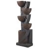VEVOR 49.6 Inch Outdoor Water Fountain 5 Tier Jar Shaped Cascading Waterfall LED Light Pump Garden Patio Decor